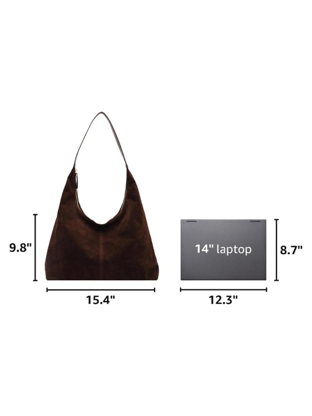 Women's Faux Suede Slouchy Hobo Shoulder Bag Crescent Tote Fall - Picture 2 of 7